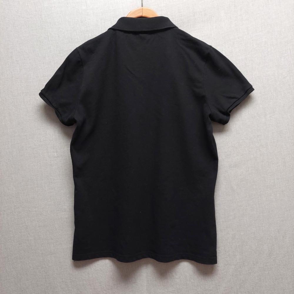 Burberry Brit Women L Black Pique Polo Shirt Nova Check Placket Equestrian Logo - Picture 7 of 14